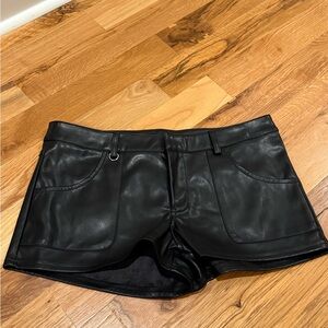 Black Faux Leather Women Shorts